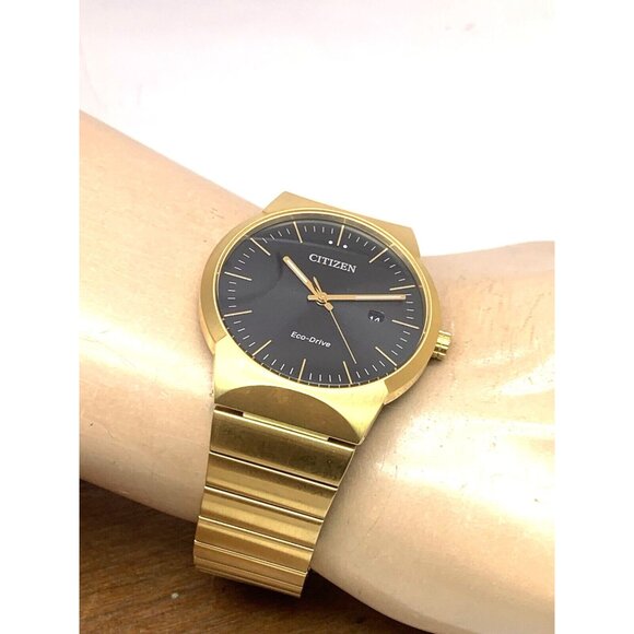 Citizen Men's Watch BM7582-56E Eco Drive Black Dial Gold Stainless Steel 40mm - Picture 6 of 15
